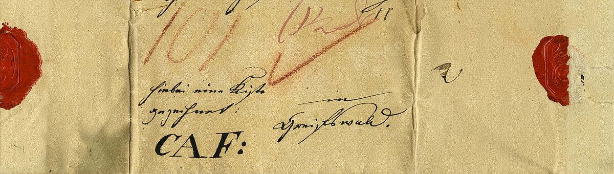 Briefumschlag eines Briefes von Caspar David Friedrich